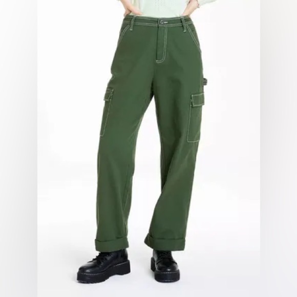 Sandy Liang X Target Green Cargo Utility Pant Baggy Carpenter Straight Leg - Picture 1 of 13